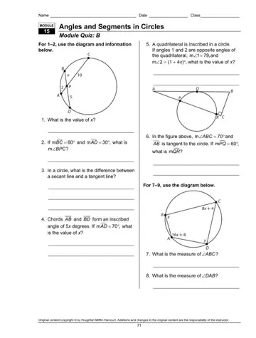 Circles Module Quiz Form Preview