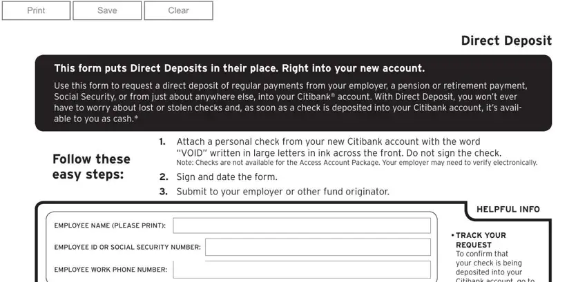 mobile citibank spaces to fill out