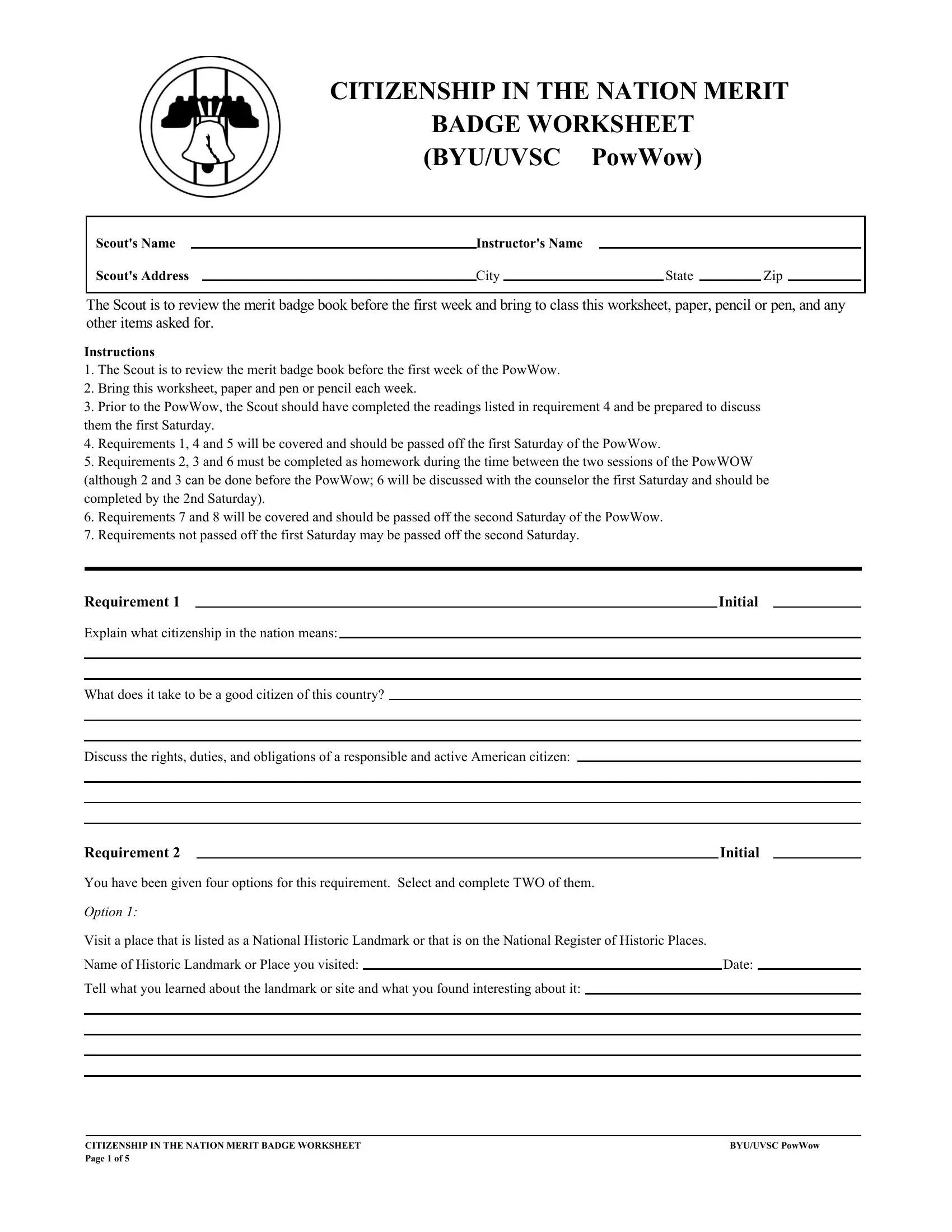 Citizenship In The Nation Merit Badge Book Pdf PDF Form - FormsPal