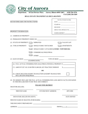 City Of Aurora Exempt Stamp Form Preview