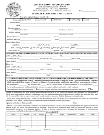 City Of Carson Business Tax Permit Form Preview