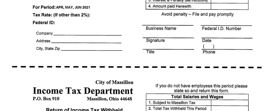 step 3 to entering details in massillon tax form