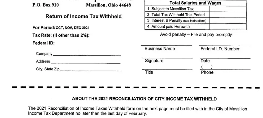 Completing massillon tax form step 5