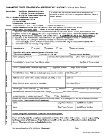 City Of San Antonio Alarm Permit Form Preview