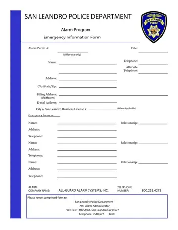 City Of San Leandro Business License Form Preview