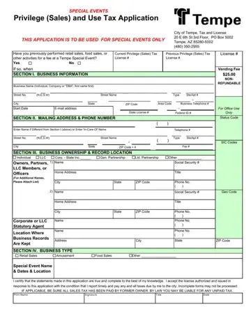 City Of Tempe Tax License Form Preview
