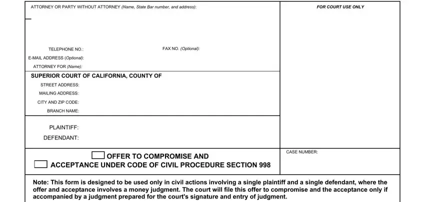 step 1 to writing ccp 998 offer form