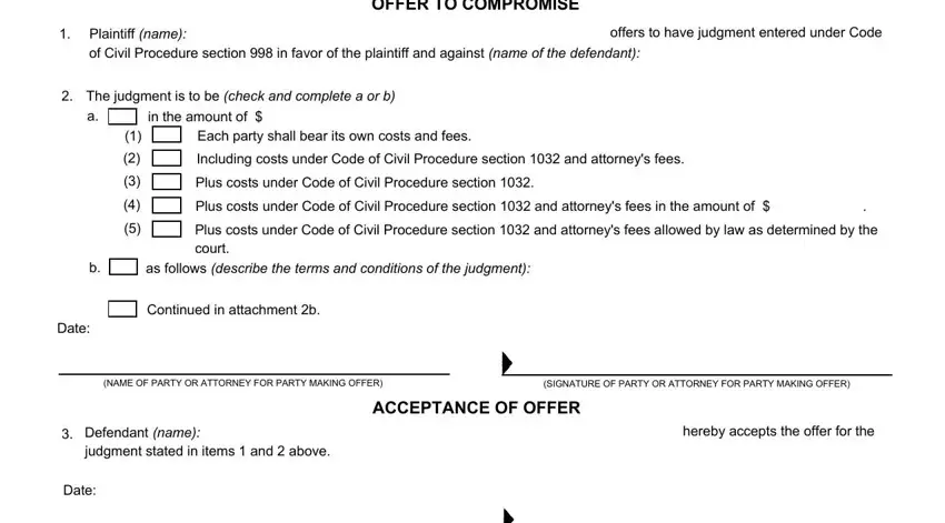 stage 2 to entering details in ccp 998 offer form