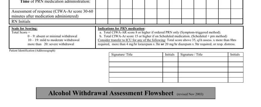 Filling in ciwa protocol step 3