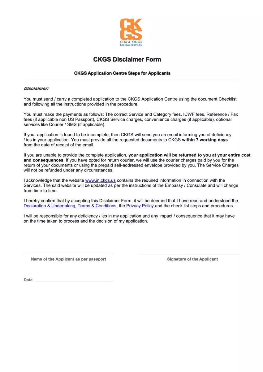 Ckgs Disclaimer Form first page preview