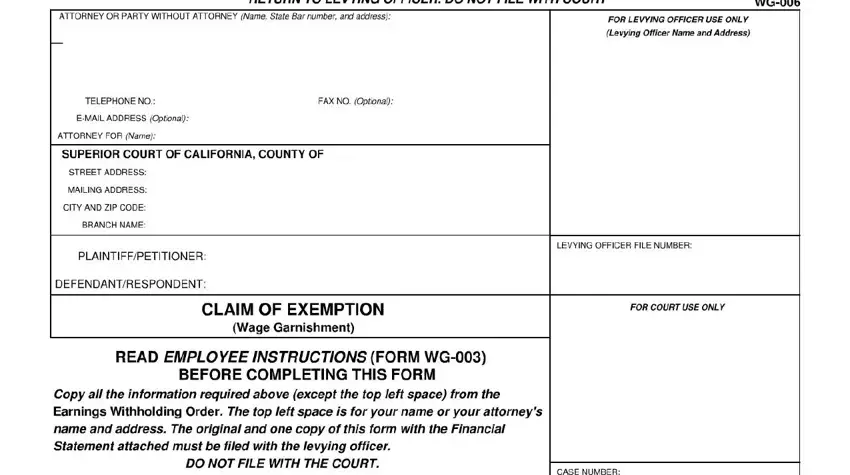 Claim Of Exemption Wg 006 Form ≡ Fill Out Printable PDF Forms Online