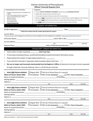 Clarion Transcript Request Form Preview