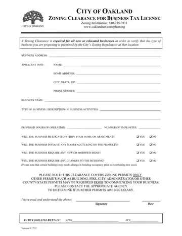 Clearance For Business Tax License Form Preview
