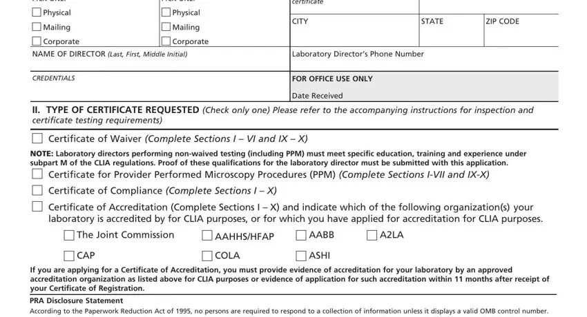 step 2 to entering details in clia