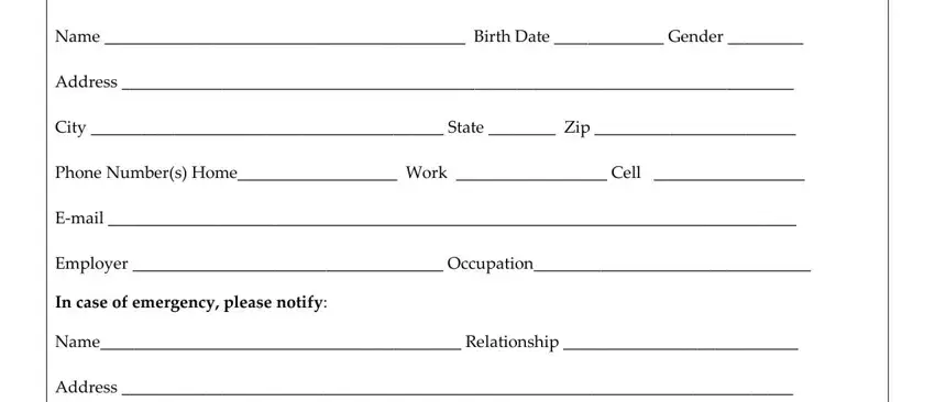 example of blanks in personal training health form