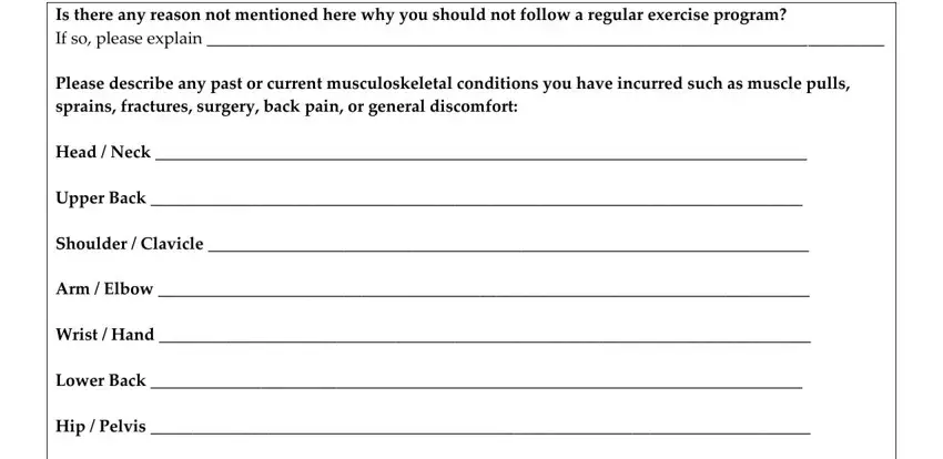 step 4 to filling out personal training health form