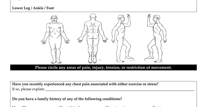 Filling in personal training health form stage 5