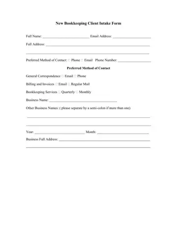 Clients Intake Form Preview
