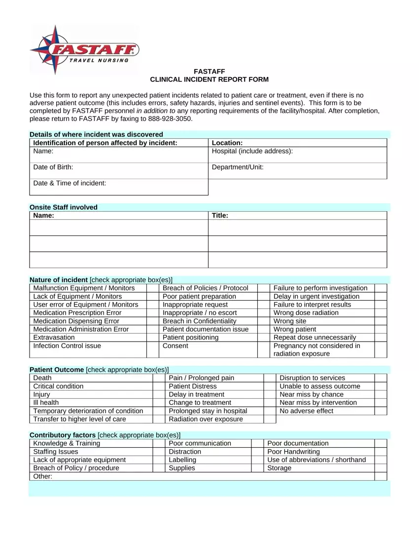 Clinical Incident Report Sample first page preview