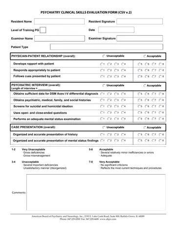 Clinical Skills Evaluation Psychiatry Form Preview