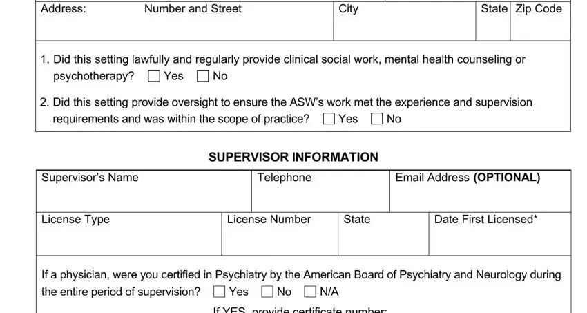 Filling in Clinical Social Experience Verification step 2