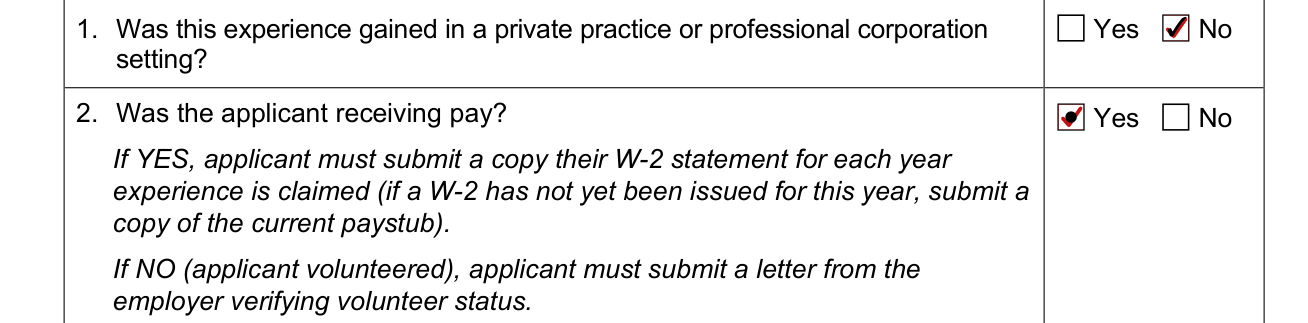 Form 37A-201 example filled out, private practice and pay