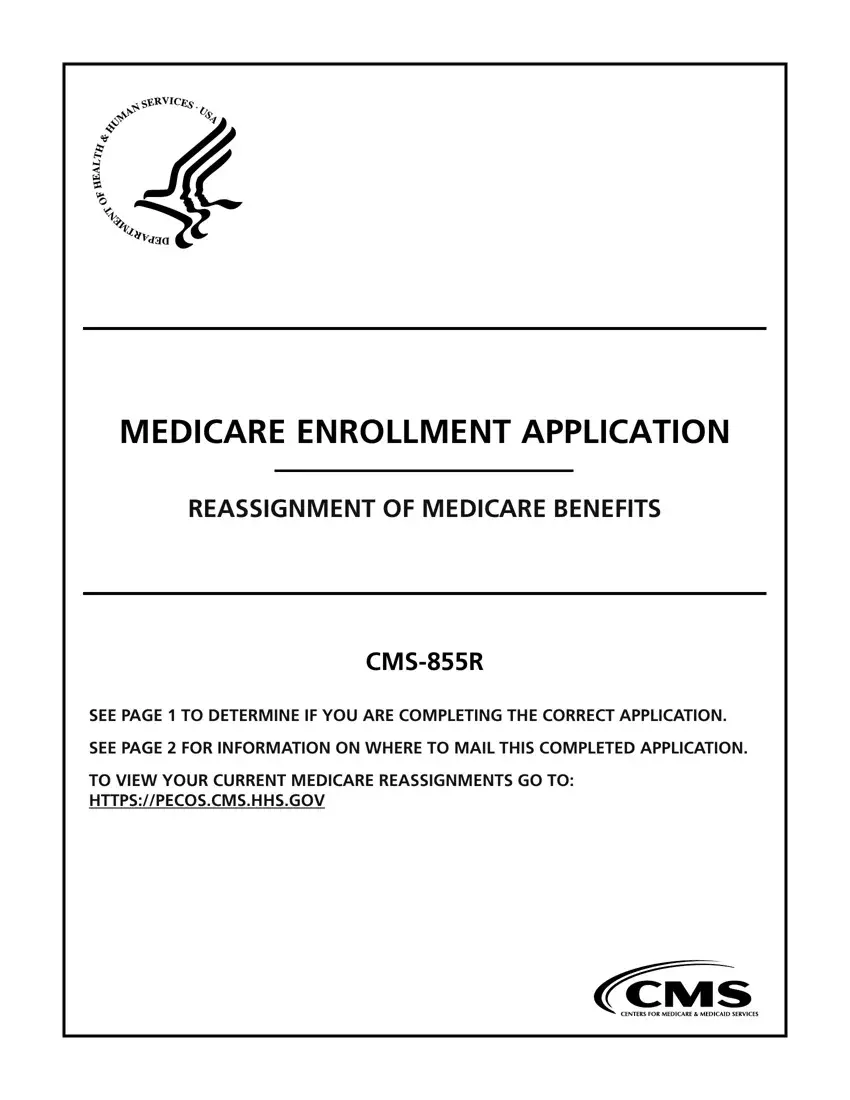 Cms 855R Form first page preview