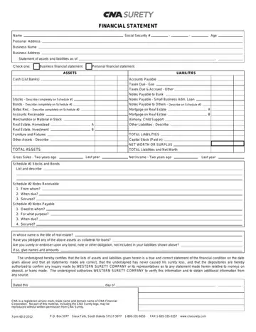 Cna Surety Financial Statement Form Preview