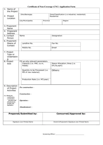 Cnc Application Form Preview