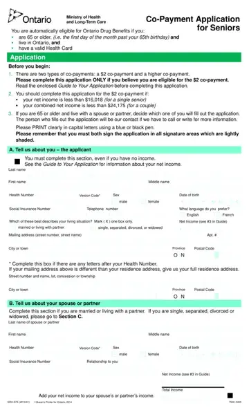 Co Payment Application For Seniors Form Preview