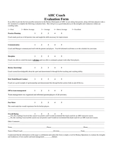 Coach Evaluation Form Preview