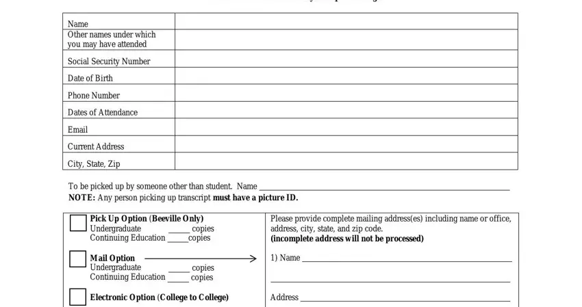filling out coastal bend college transcript part 1