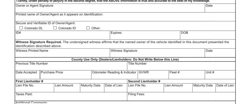 Filling out colorado title stage 2