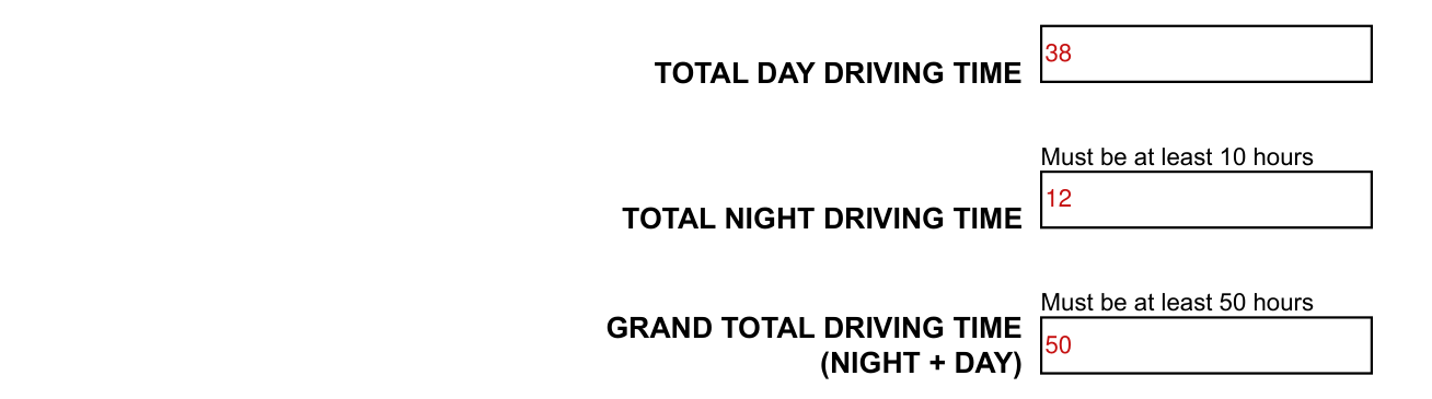 Colorado Drive Time Log Sheet (DR 2324) example filled out, total day, night and grand total driving time