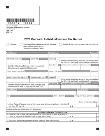 Colorado Form 104 Preview