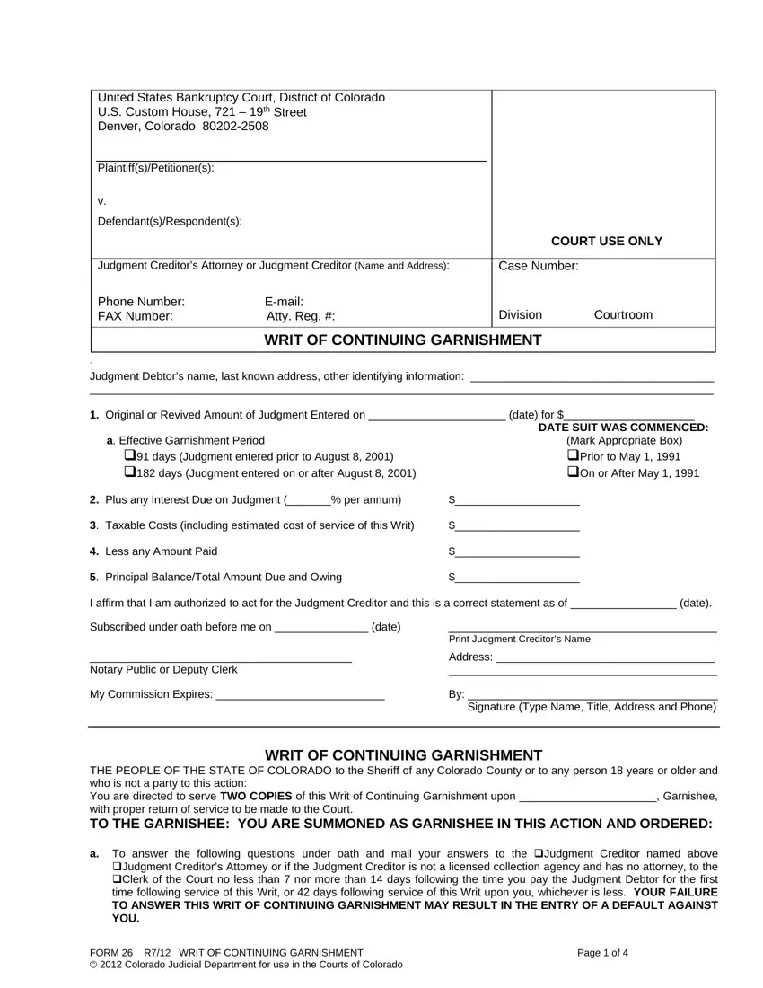 Colorado Form 26 first page preview