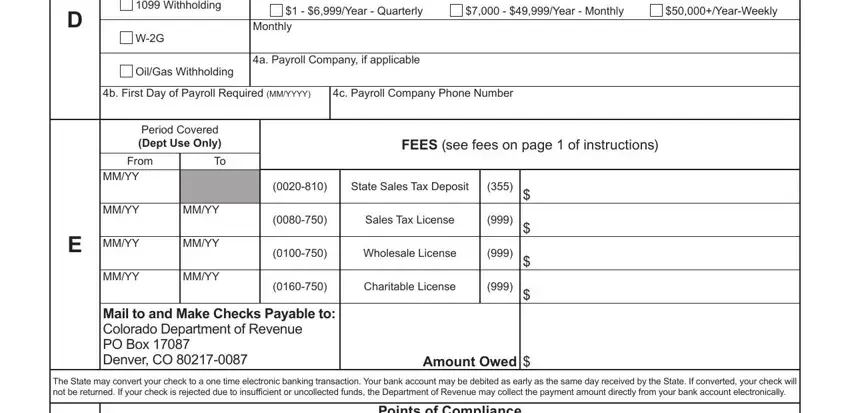 Filling in form cr 100 business registration stage 5