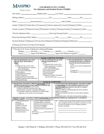 Colorado Post Admission Level 1 Passr Form Preview