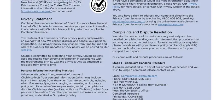 Entering details in combined insurance canada claim form step 2