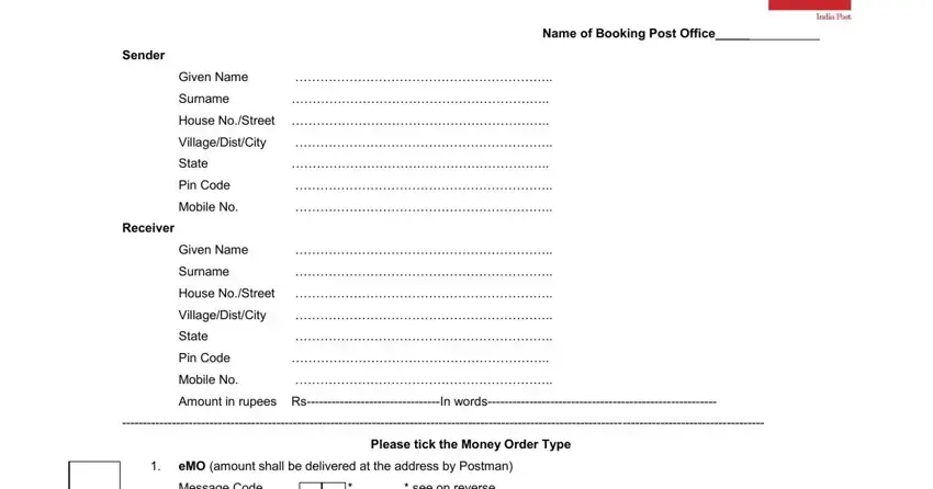 step 1 to filling out post office money order form