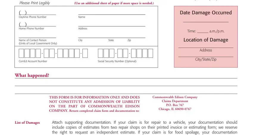 how to file a claim with comed eletric empty spaces to fill out