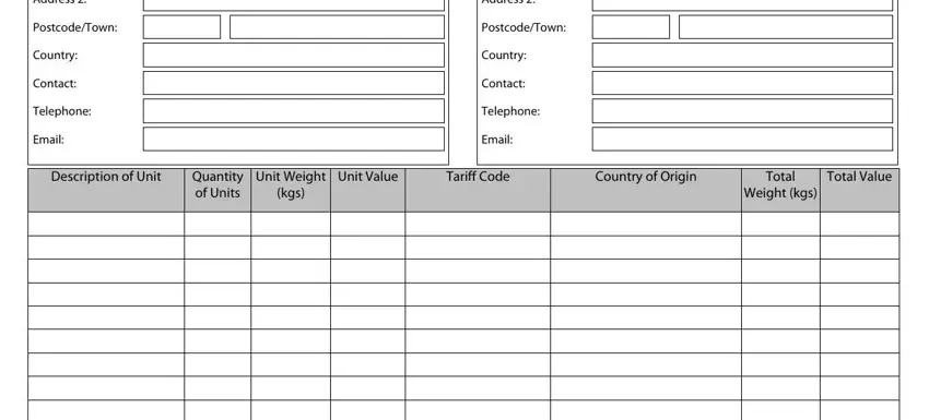 stage 2 to filling out dhl commerical invoice form