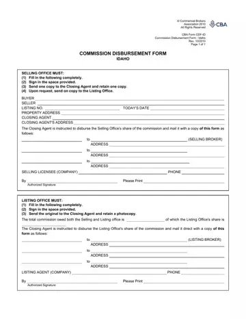 Commission Disbursement Form Preview