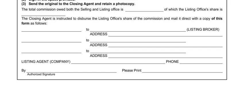 Finishing sample commission disbursement authorization form step 2