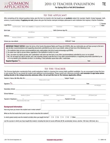 Common Application Form Preview