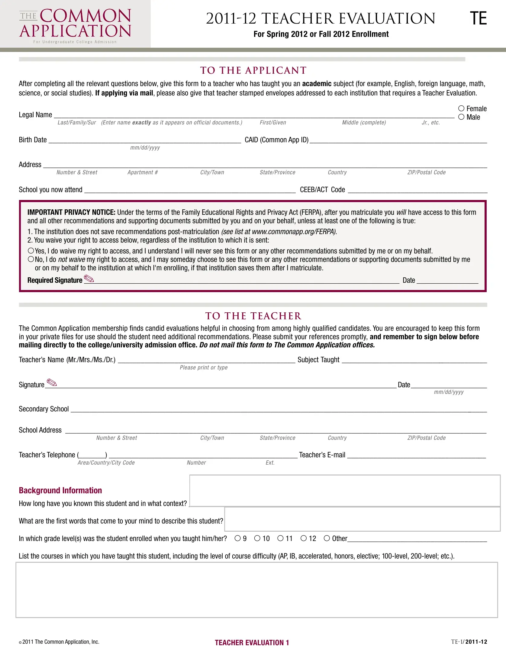 Common Application Form ≡ Fill Out Printable PDF Forms Online