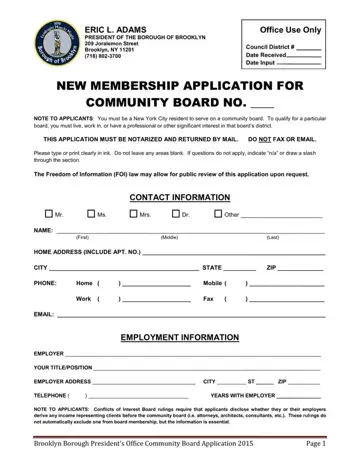 Community Board Application Form Preview