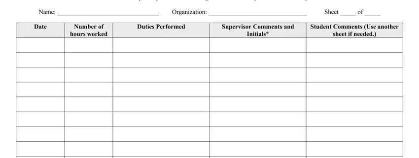 filling in community service log sheet part 1