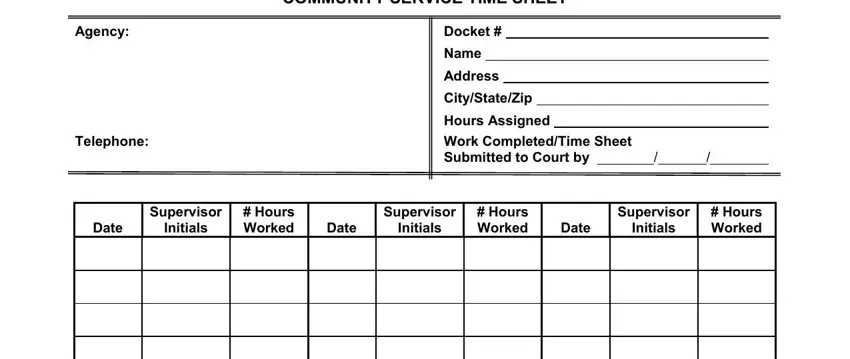 Community Service Time Sheet ≡ Fill Out Printable PDF Forms Online