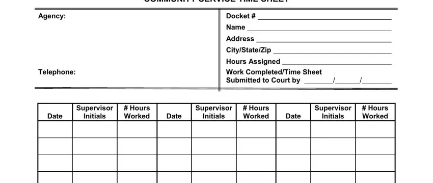 Community Service Fill Out Printable PDF Forms Online